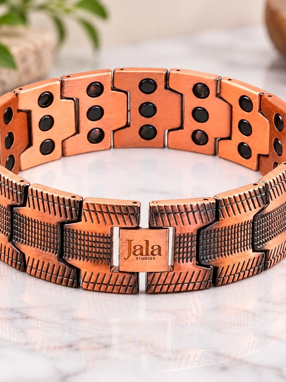 Men's Copper-Tone Magnetic Link Bracelet - Rose Copper